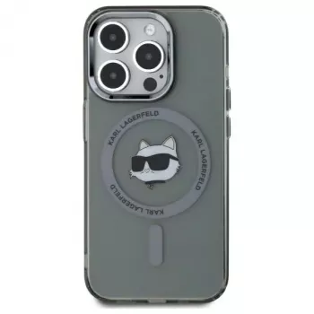 Karl Lagerfeld KF002417 iPhone 15 Pro Max 6,7 inch černé pevné pouzdro IML Metal Choupette Head MagSafe