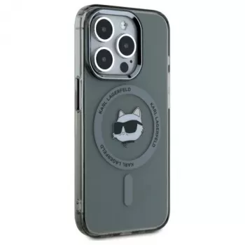 Karl Lagerfeld KF002417 iPhone 15 Pro Max 6,7 inch černé pevné pouzdro IML Metal Choupette Head MagSafe