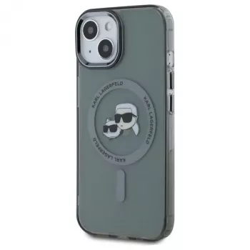 Pouzdro Karl Lagerfeld KLHMP15SHLSKCK IML Metal Karl & Choupette Head MagSafe pro Apple iPhone 15 6,1 inch černé