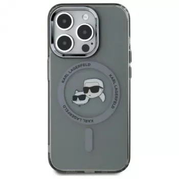 Pouzdro Karl Lagerfeld KLHMP15LHLSKCK pro iPhone 15 Pro 6,1 inch černé IML Metal Karl & Choupette Head MagSafe