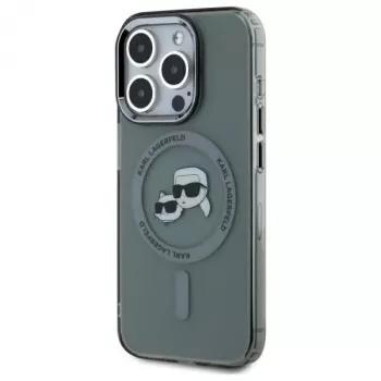 Pouzdro Karl Lagerfeld KLHMP15XHLSKCK pro iPhone 15 Pro Max 6,7 inch IML Metal Karl & Choupette Head MagSafe černé