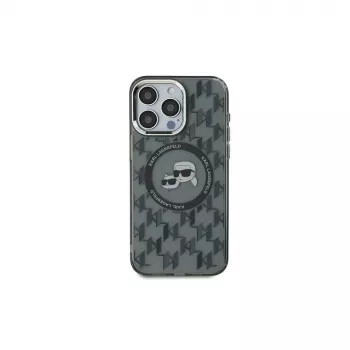 Pouzdro Karl Lagerfeld KLHMP15MHMCKMHK pro iPhone 15 Plus 6,7 inch černé IML Monogram Karl & Choupette Head MagSafe