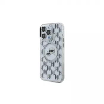 Pouzdro Karl Lagerfeld KLHMP15XHMCKMHT pro iPhone 15 Pro Max 6,7 inch průhledné IML Monogram Karl & Choupette Head MagSafe