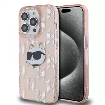 Karl Lagerfeld KLHCP14XHKLPCHP iPhone 14 Pro Max 6,7 inch růžové pevné pouzdro IML Choupette Head & Monogram