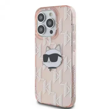 Karl Lagerfeld KLHCP14XHKLPCHP iPhone 14 Pro Max 6,7 inch růžové pevné pouzdro IML Choupette Head & Monogram