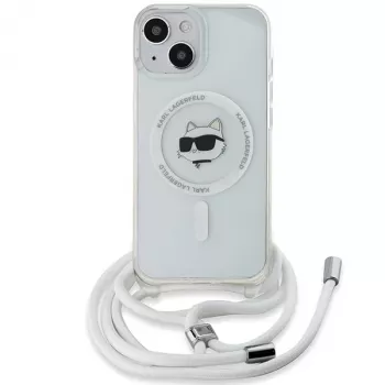 Karl Lagerfeld KLHMP13MHCCHNT iPhone 13 / 14 / 15 6,1 inch pevné pouzdro průhledné IML Choupette Head & Cord MagSafe