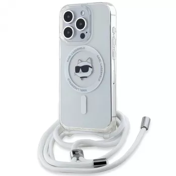 Karl Lagerfeld KF002085 iPhone 14 Pro 6,1 inch pevné pouzdro průhledné IML Choupette Head & Cord MagSafe