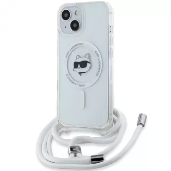 Karl Lagerfeld KLHMP15SHCCHNT iPhone 15 / 14 / 13 6,1 inch pevné pouzdro průhledné IML Choupette Head & Cord MagSafe
