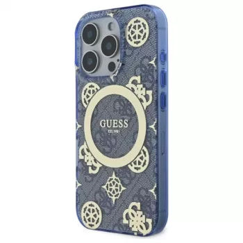 Guess GUHMP16XH4PYEEB iPhone 16 Pro Max 6,9 inch modré pevné pouzdro IML Peony On 4G Background MagSafe