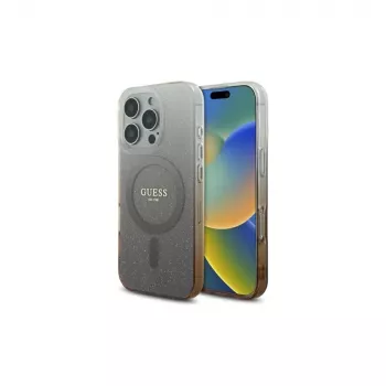 Guess IML Glitter Gradient pouzdro MagSafe pro Apple iPhone 16 Pro (hnědé)