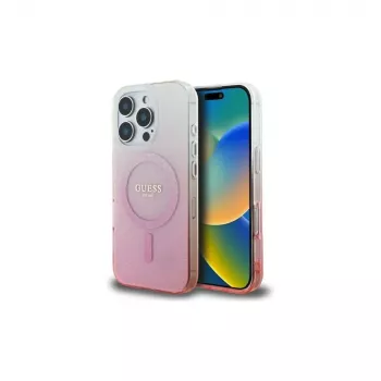 Guess IML Glitter Gradient pouzdro MagSafe pro iPhone 16 Pro (růžové)