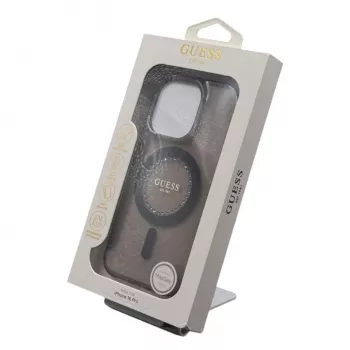 Guess GUHMP16LPFTDTEK pevné pouzdro pro Apple iPhone 16 Pro 6,3 inch, černé, IML kamínky, MagSafe