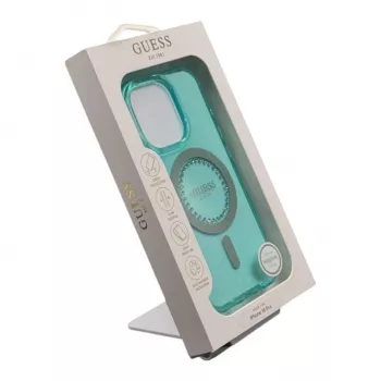 Guess GUHMP16LPFTDTEN iPhone 16 Pro 6,3 inch pevné pouzdro IML Rhinestones MagSafe zelené