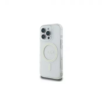 Guess GUHMP16LHFGERET iPhone 16 Pro 6,3 inch transparentní pevné pouzdro IML Glitter Circle MagSafe