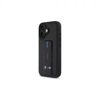 Pouzdro BMW BMHCP16SGSPCCK M Grip Stand Smooth and Carbon pro iPhone 16 6,1 – černé