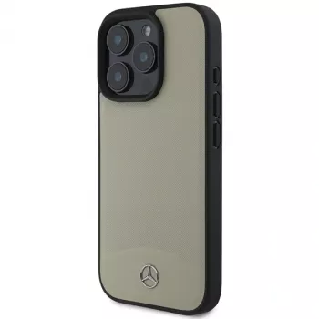 Mercedes-Benz MEHMP16X23RBARE iPhone 16 Pro Max 6,9 inch béžové pevné pouzdro MB texturovaná a hladká kůže MagSafe