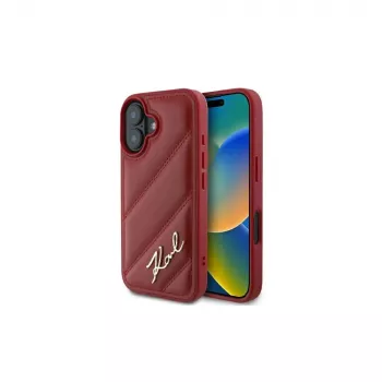 Karl Lagerfeld Quilted Signature pouzdro pro iPhone 16, červené