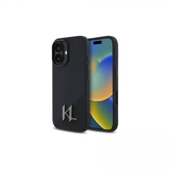 Karl Lagerfeld Shadow Metal Initial pevné pouzdro pro Apple iPhone 16 6,1 inch - černé