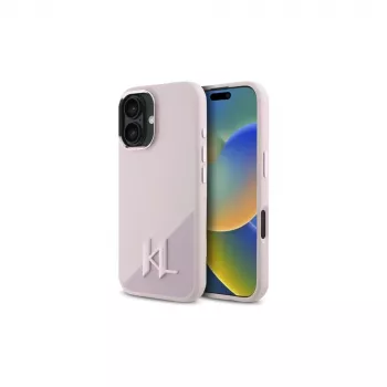 Karl Lagerfeld Shadow Metal Initial MagSafe pevné pouzdro pro Apple iPhone 16 6,1 inch – růžové