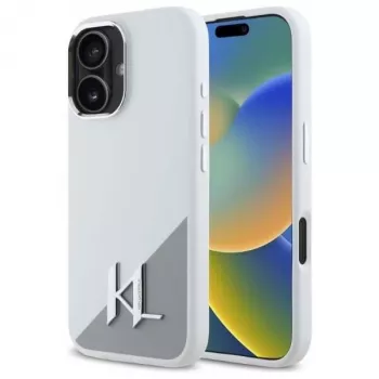 Karl Lagerfeld KLHMP16SSCMKMPCH pevné silikonové pouzdro pro Apple iPhone 16 6,1 inch, bílé, MagSafe