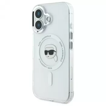 Pouzdro Karl Lagerfeld KLHMP16SHLSKIH IML Metal Karl Head MagSafe pro Apple iPhone 16 6,1 inch, bílé