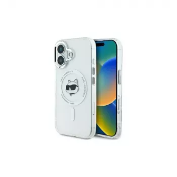 Karl Lagerfeld KLHMP16MHLSCHH pevné pouzdro IML Metal Choupette Head MagSafe pro iPhone 16 Plus 6,7 inch bílé