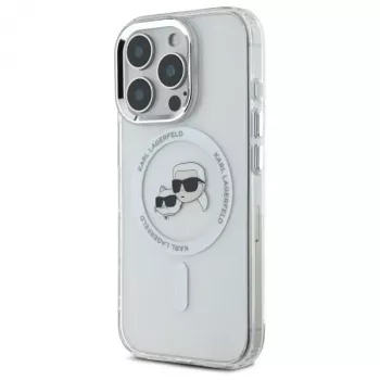 Pouzdro Karl Lagerfeld KLHMP16LHLSKCH IML Metal Karl & Choupette Head MagSafe pro Apple iPhone 16 Pro, bílé