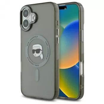 Pouzdro Karl Lagerfeld KLHMP16SHLSKIK IML Metal Karl Head MagSafe pro Apple iPhone 16 6,1 inch, černé