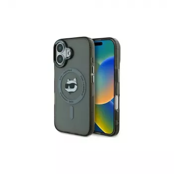 Karl Lagerfeld KLHMP16SHLSCHK iPhone 16 6,1 inch černé pevné pouzdro IML Metal Choupette Head MagSafe