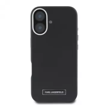 Karl Lagerfeld KLHMP16SPGMSRPK iPhone 16 6,1 inch černé pevné pouzdro s kovovou destičkou MagSafe