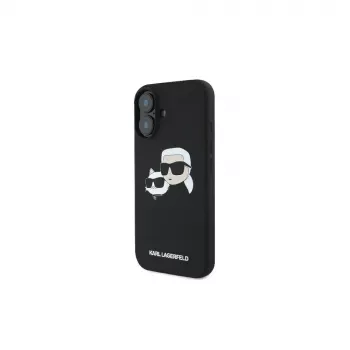 Karl Lagerfeld KLHMP16SSKCHPPLK iPhone 16 6,1 inch černé pevné silikonové pouzdro Double Heads Print MagSafe