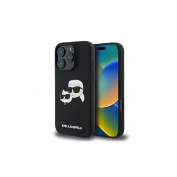 Karl Lagerfeld KLHMP16LSKCHPPLK iPhone 16 Pro 6,3 inch černé pevné silikonové pouzdro Double Heads Print MagSafe