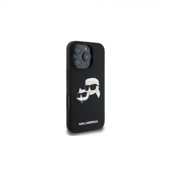 Karl Lagerfeld KLHMP16LSKCHPPLK iPhone 16 Pro 6,3 inch černé pevné silikonové pouzdro Double Heads Print MagSafe