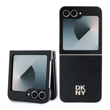DKNY DKHCZF6PSHRPSK Protective Case for Samsung Galaxy Z Flip6 / Z Flip7 FE - Black Repeat Pattern Stack Logo