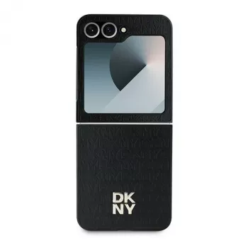 DKNY DKHCZF6PSHRPSK Protective Case for Samsung Galaxy Z Flip6 / Z Flip7 FE - Black Repeat Pattern Stack Logo