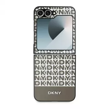 DKNY DKHCZF6PSOSPW Protective Back Cover for Samsung Galaxy Z Flip 6 / Z Flip7 FE - Brown Repeat Pattern Bottom Stripe