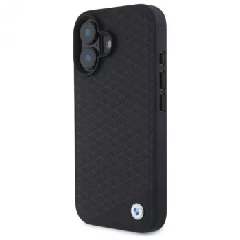 BMW BMHMP16S23RDDK iPhone 16 6.1 inch Black Hardcase Sign Leather Diamond Metal Logo MagSafe