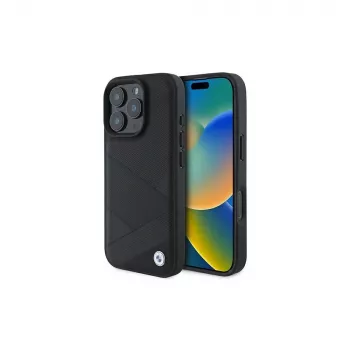 Pouzdro Hardcase Sign Leather Crossing Lines Pattern BMW pro Apple iPhone 16 Pro 6,3