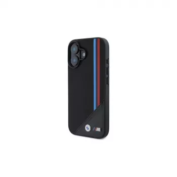 BMW M Meshed Tricolor Stripes MagSafe Hard Case for iPhone 16 6.1 inch Black
