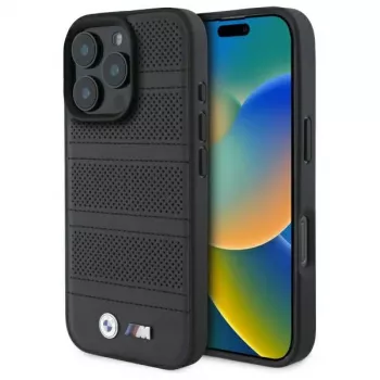 BMW M Perforated And Stitched Line MagSafe Hard Case for iPhone 16 Pro Max 6.9 Black
