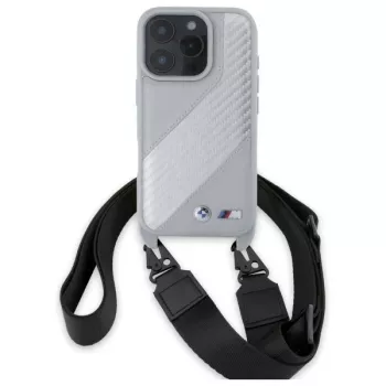 BMW M Edition Carbon Stripe & Strap Hard Case for Apple iPhone 16 Pro 6.3 inch - Grey