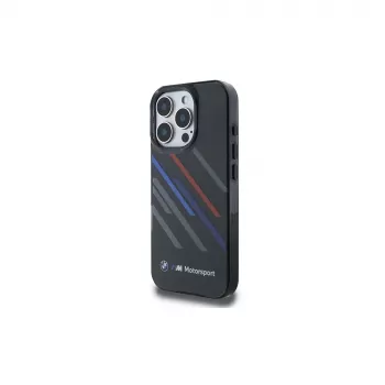 BMW Motorsport IML Random Stripes Hard Case for Apple iPhone 16 Pro 6.3 inch - Black