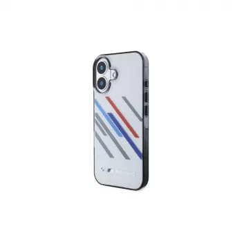BMW Hardcase for iPhone 16 Plus 6.7 inch Grey Motorsport IML Random Stripes