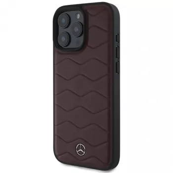 Mercedes-Benz MB Waves kožené pevné pouzdro pro Apple iPhone 16 Pro Max 6,9 inch červené