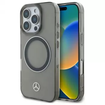 Mercedes-Benz iPhone 16 Pro Max 6,9 inch Pevné pouzdro stříbrný prsten MagSafe černá