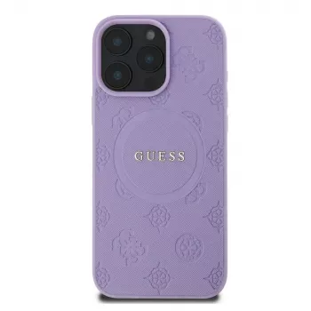 Guess GUHMP16XPSAPSMEU iPhone 16 Pro Max 6,9 inch fialové pevné pouzdro Saffiano Peony Classic Logo MagSafe