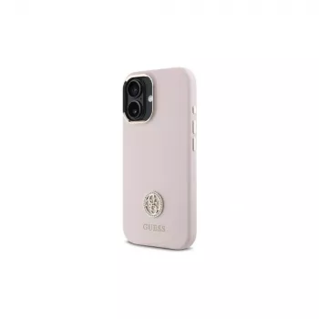 Guess GUHCP16SM4DGPP Hardcase Silicone Logo Strass 4G pro Apple iPhone 16 6,1 inch růžový