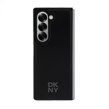 DKNY DKHMZFD6PSMCSLK Z Fold6 F956 Black Magsafe Plain Leather Metal Stack Logo Back Cover