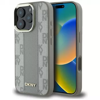 DKNY Checkered Pattern MagSafe Case for Apple iPhone 16 Pro - Beige