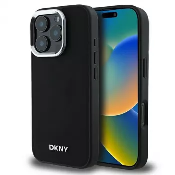 DKNY DKHMP16LPSCMCLK Hardcase for iPhone 16 Pro 6.3 inch Black Plain Silver Logo MagSafe